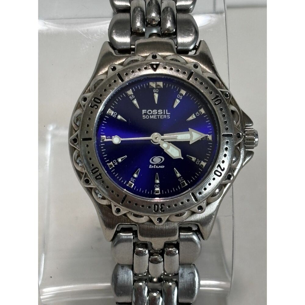 Fossil Blue AM-3099 29mm silver women's watch, new crystal, working